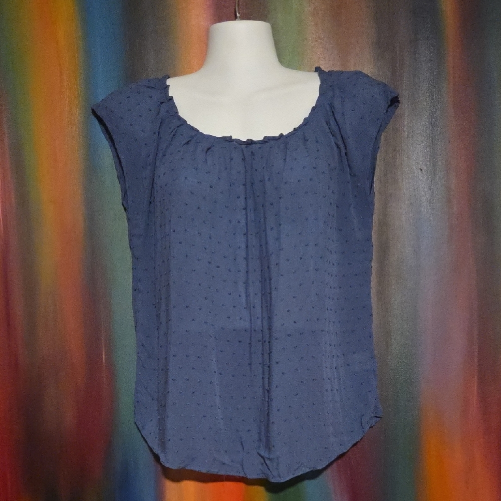 LC Lauren Conrad Navy Cap Sleeve Blouse